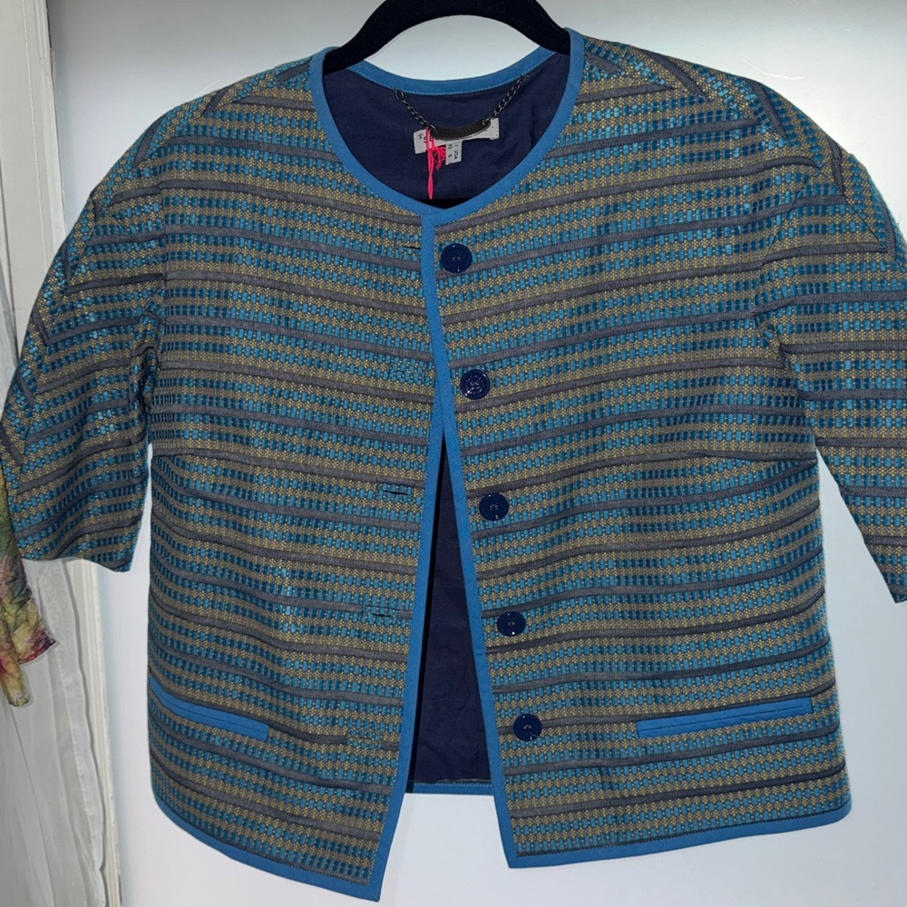 See By Chloe Blue and Brown Striped Top